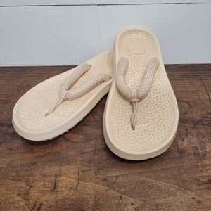 EUC allbirds Sandals Women's sz 6 Sugar Zaffers Beige Toe Post Flip Flop